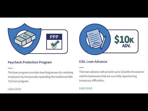SBA Loans For Corona Virus Relief - Payment Protection and $10K Economic Injury Disaster Loan